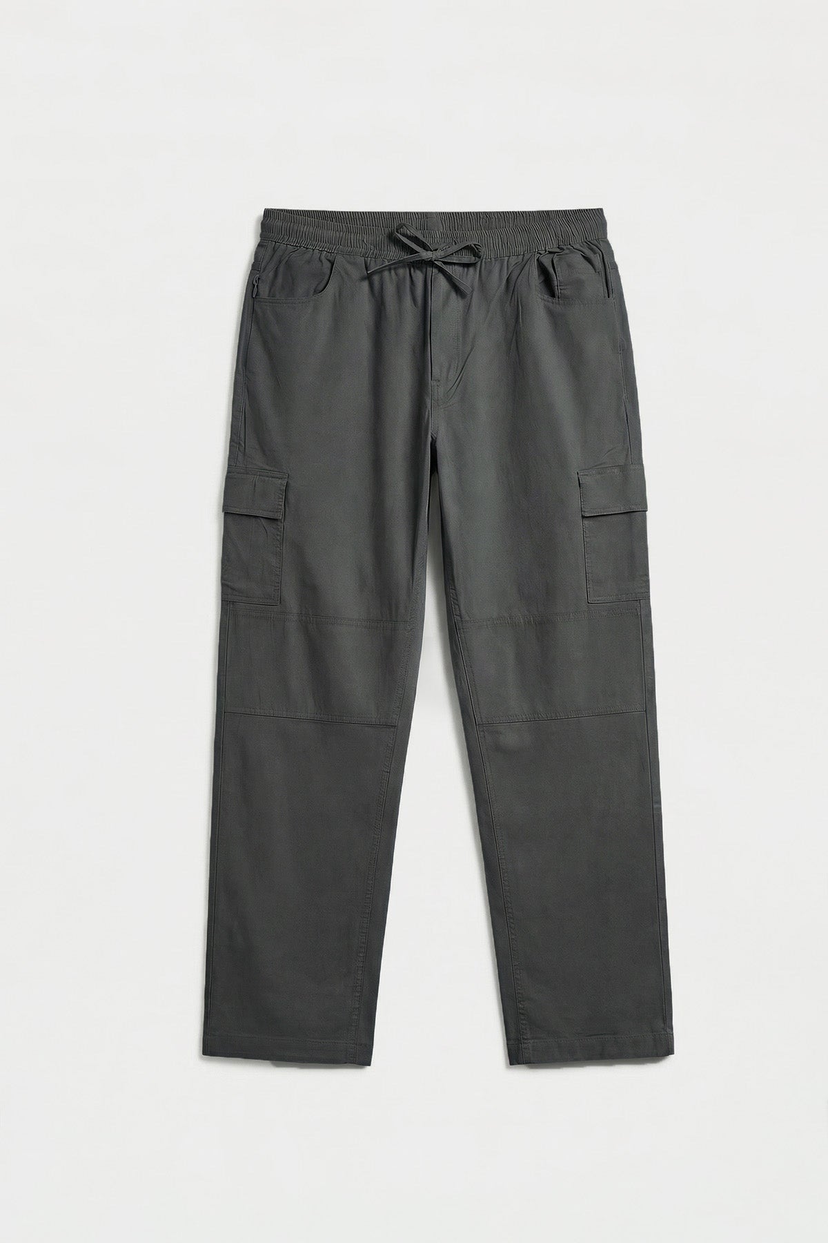 Alloy Grey Straight Fit Air Cargo Pants for men in 98% premium cotton, 2% elastane