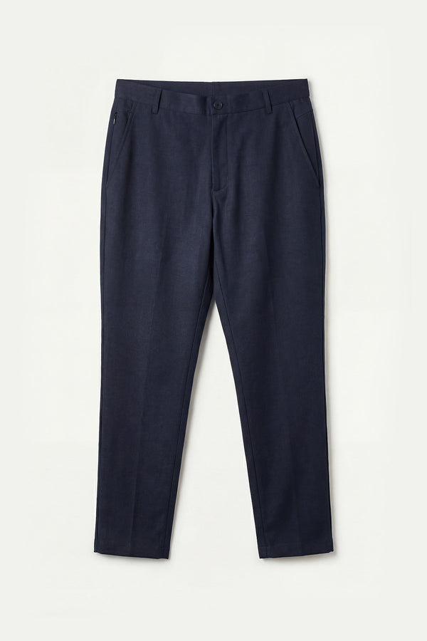 Navy All Rounder Pants for men in a blend of recycled superfine polyester, viscose, and elastane