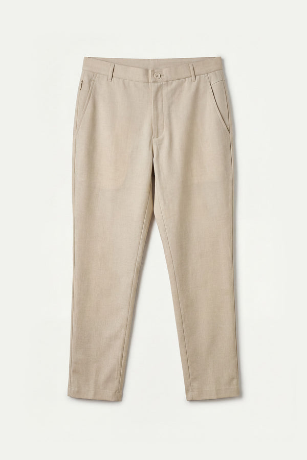 Light Beige All Rounder Pants for men in a blend of recycled superfine polyester, viscose, and elastane
