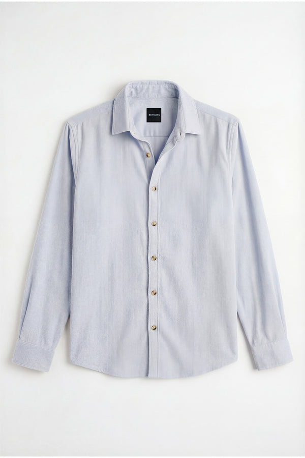 Powder Blue Corduroy Shirt for men in 100% premium cotton, Cord weave