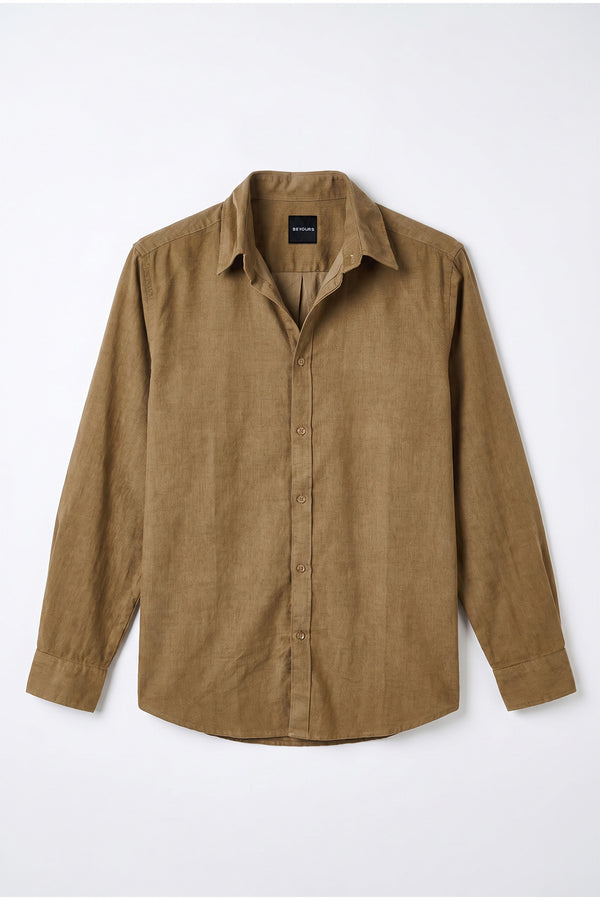 Brown Corduroy Shirt for men in 100% premium cotton, Cord weave