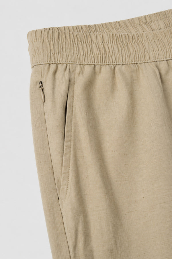 Beige Linen Blend Shorts for men — regular fit
