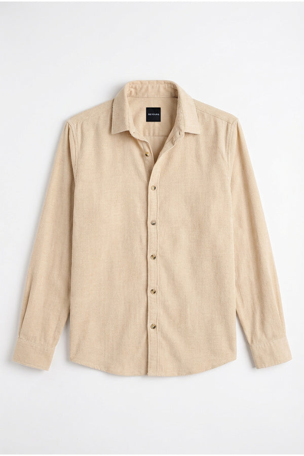 Beige Corduroy Shirt for men in 100% premium cotton, Cord weave