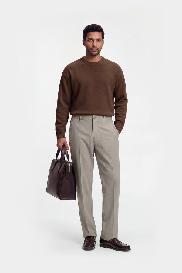 Stone Beige Classic Pant for men in triblend fabric - Viscose, polyester & elastane