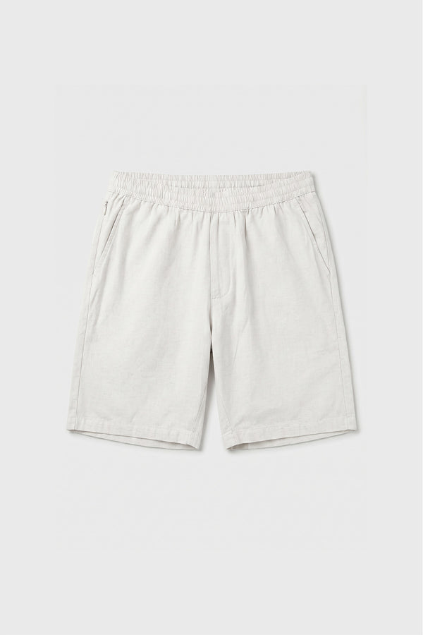 White Linen Blend Shorts for men in a cotton linen blend - 90 % Cotton, 10% Linen