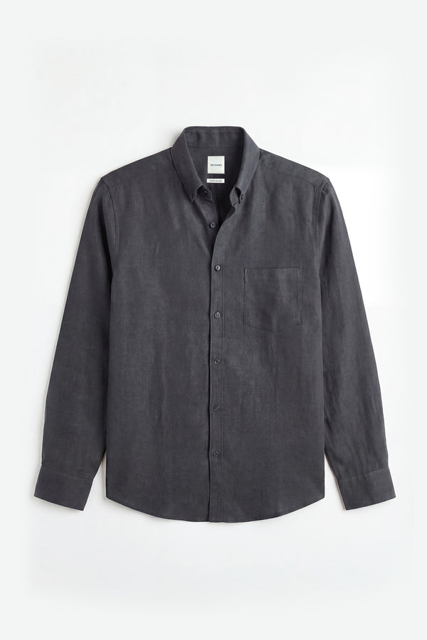 Dark Grey Cotton Linen Shirt for men in the blend of cotton & linen