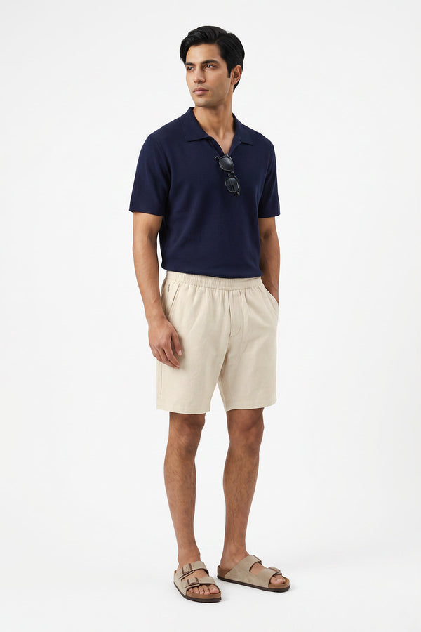 Natural Linen Blend Shorts for men in a cotton linen blend - 90 % Cotton, 10% Linen