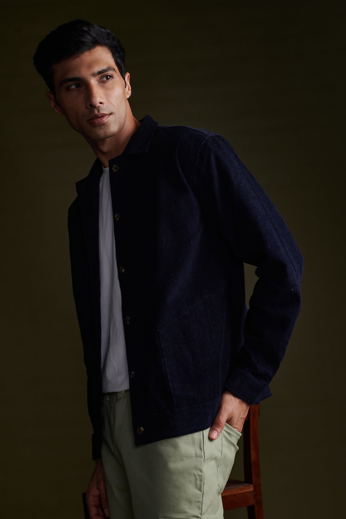 Navy Corduroy Jacket Beyours Essentials Private Limited