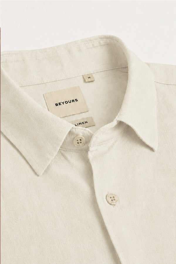 Natural Ecru Linen Shirt for men in 100% Belgian Linen (60s)