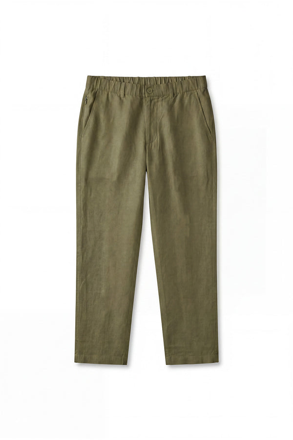 Olive Linen Blend Pant for men — ultra-lightweight