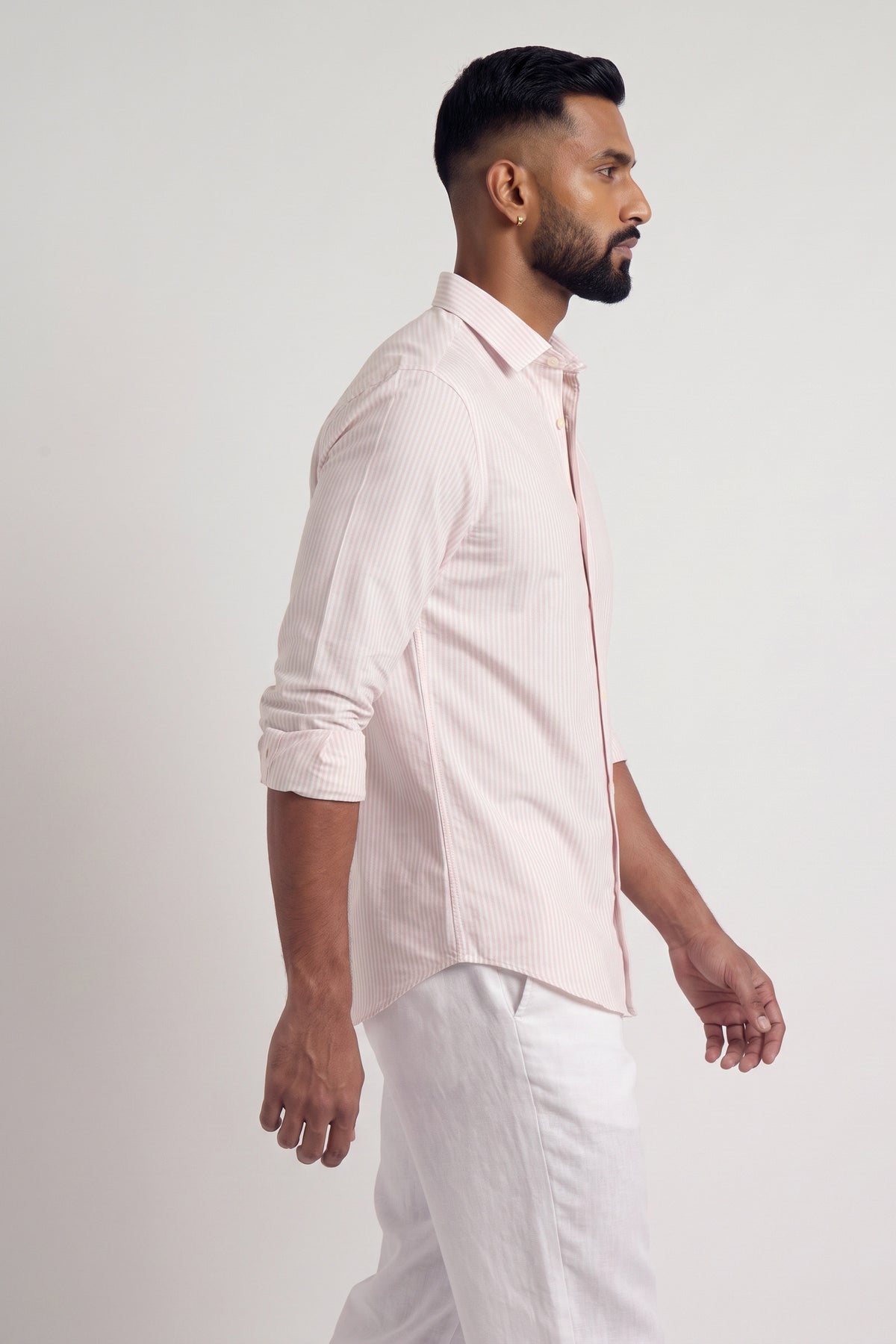 Dusty Rose Oxford Stripe Shirt