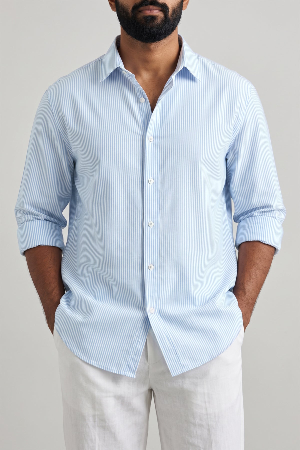 Soft Blue Oxford Stripe Shirt