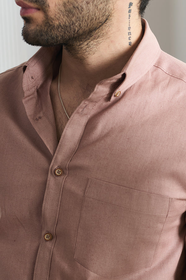 Pink Prose Cotton Linen Shirt for men — regular fit