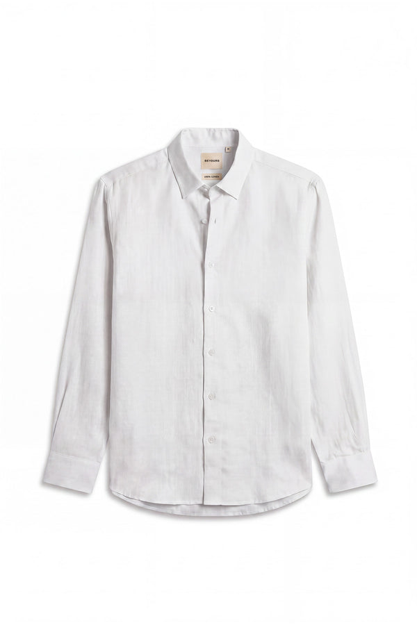 Glacier White Linen Shirt for men — breathable and lightweight