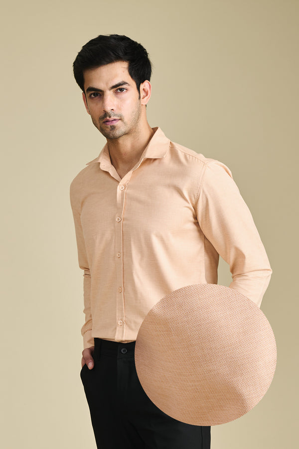 Apricot Texture Shirt for men — natural sheen and breathable