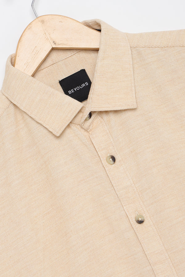 Beige Corduroy Shirt for men — regular fit