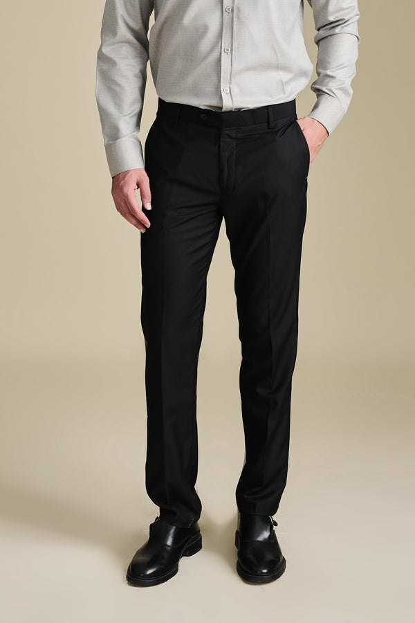 Jet Black Tailor Ready Pants for men — regular fit
