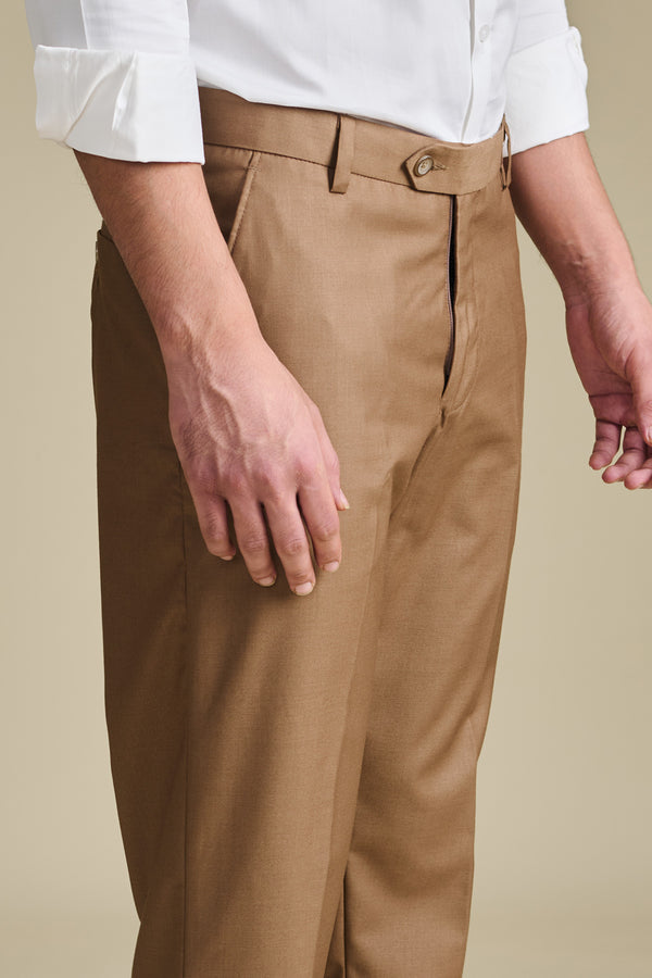 Brown Beige Tailor Ready Pants for men — regular fit