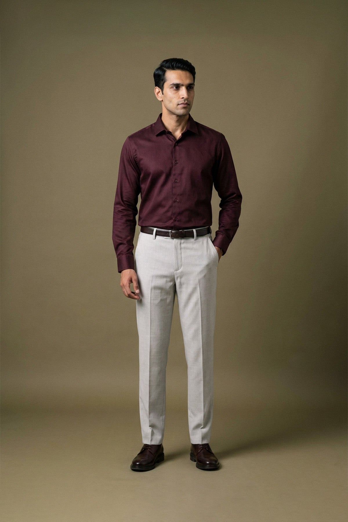Deep Wine Classic Shirt for men in 100% premium cotton satin