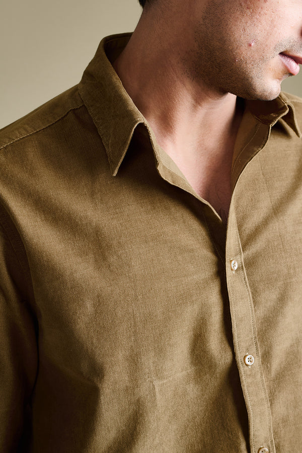 Brown Corduroy Shirt for men — regular fit