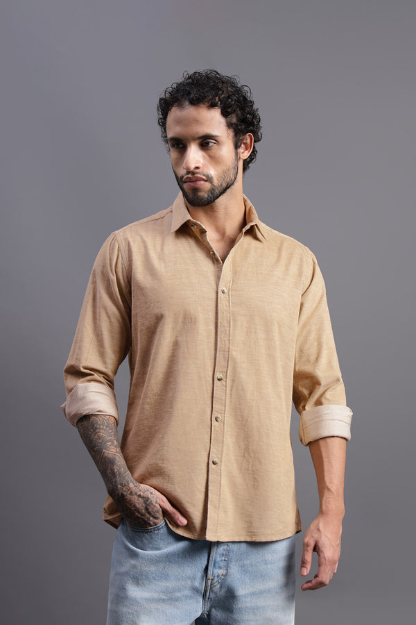 Fawn Corduroy Shirt for men in 100% premium cotton, Cord weave