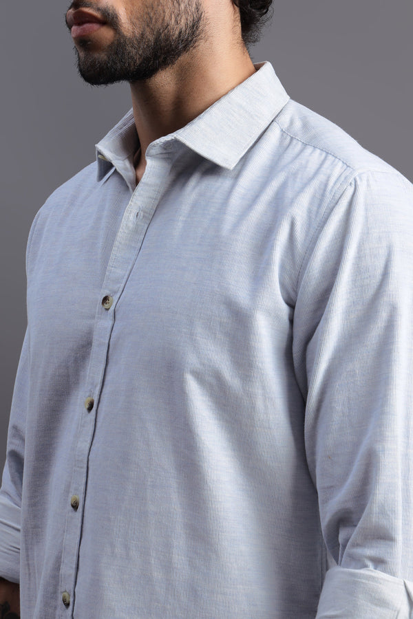 Powder Blue Corduroy Shirt for men — regular fit