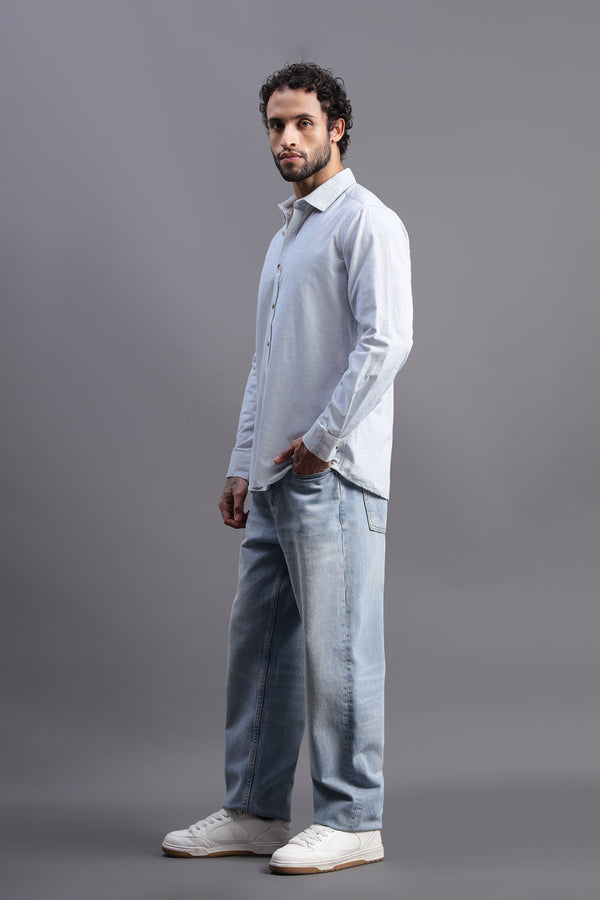 Powder Blue Corduroy Shirt for men — breathable and lightweight