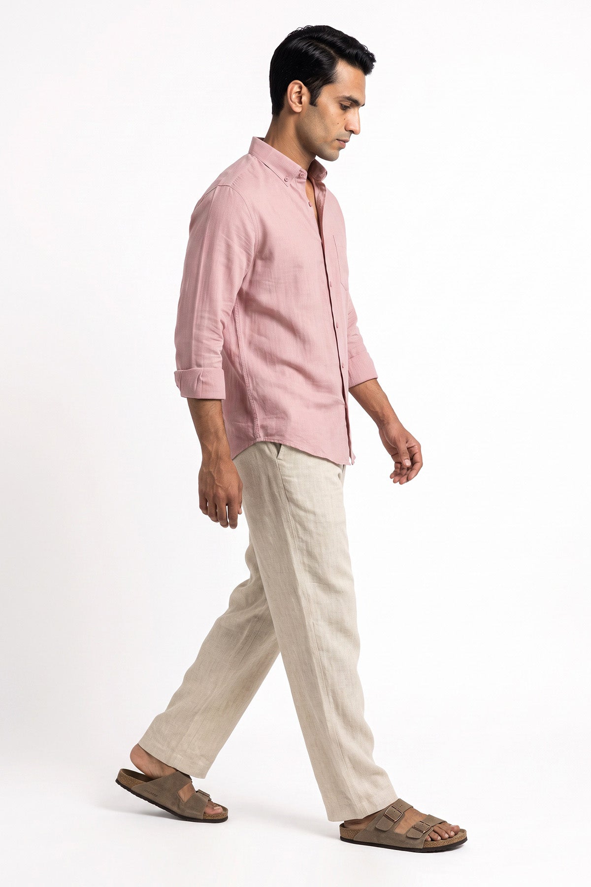 Petal Pink Linen Blend Shirt for men - breathable and lightweight