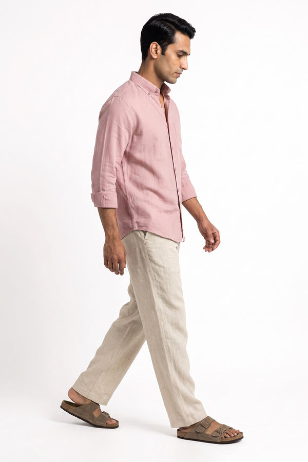 Petal Pink Linen Blend Shirt for men - breathable and lightweight