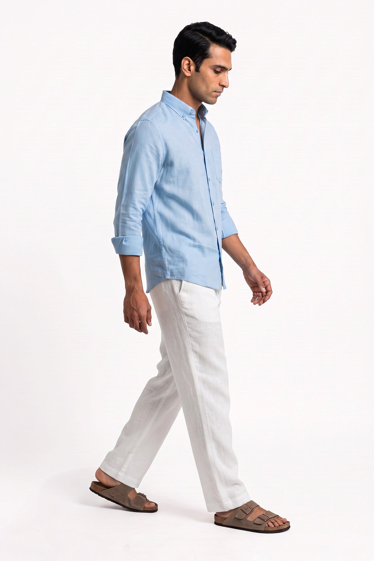 Powder Sky Linen Blend Shirt for men - breathable and lightweight