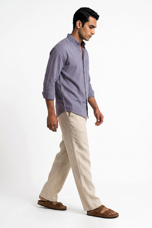 Lavender Smoke Linen Blend Shirt for men - breathable and lightweight