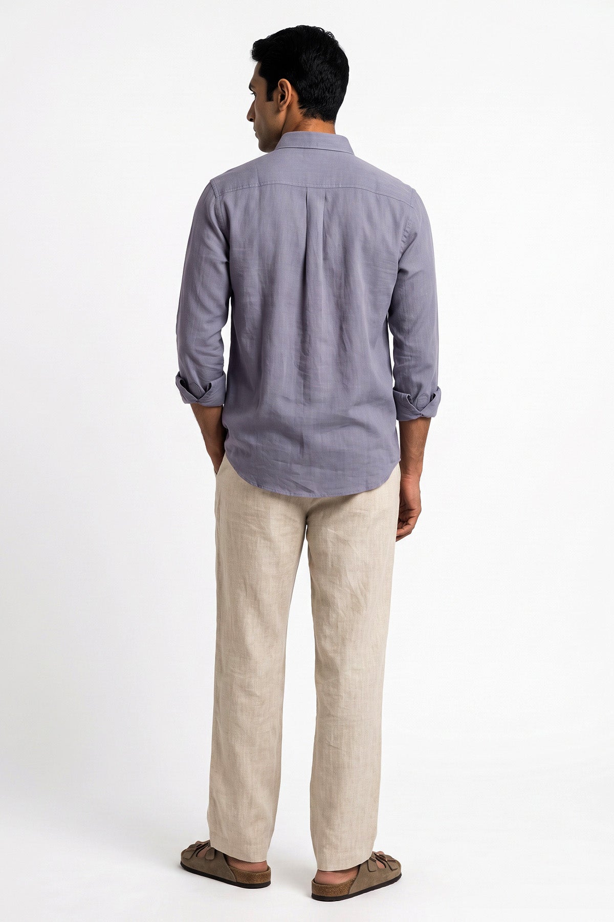 Lavender Smoke Linen Blend Shirt for men - back view