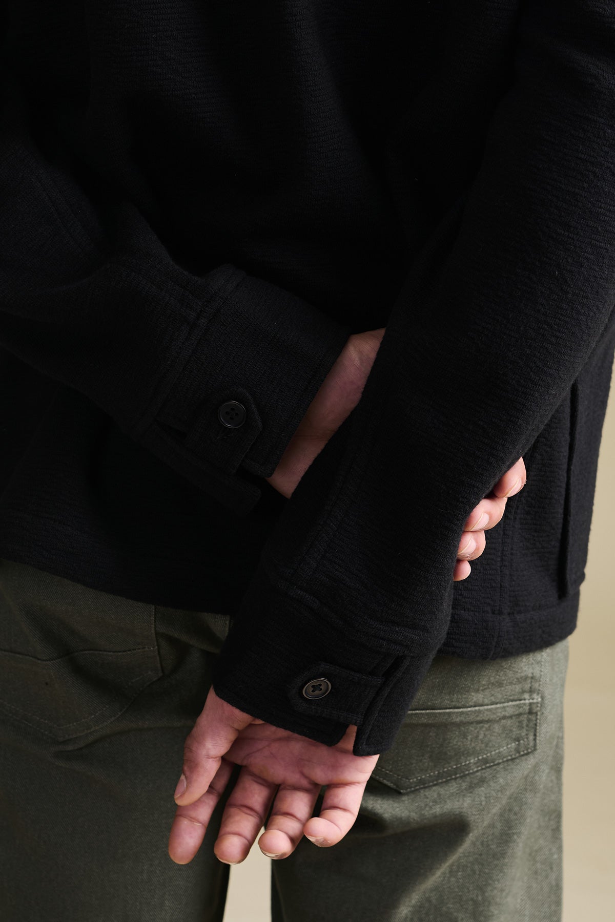 Textured Jet Black Overshirt