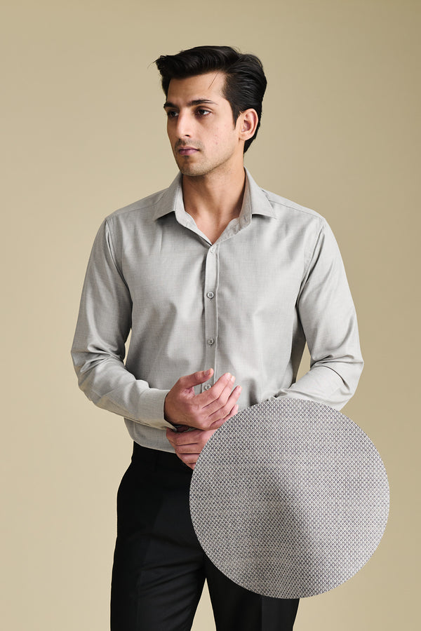 Grey Texture Shirt for men — natural sheen and breathable