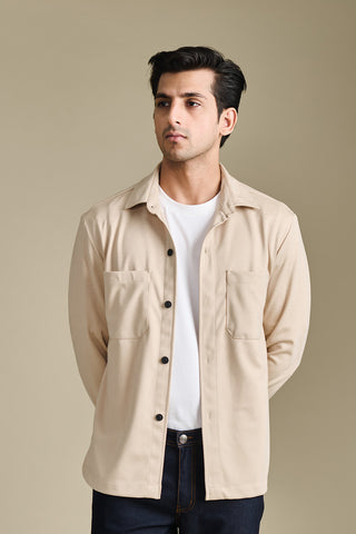 Knit Sand Beige Overshirt