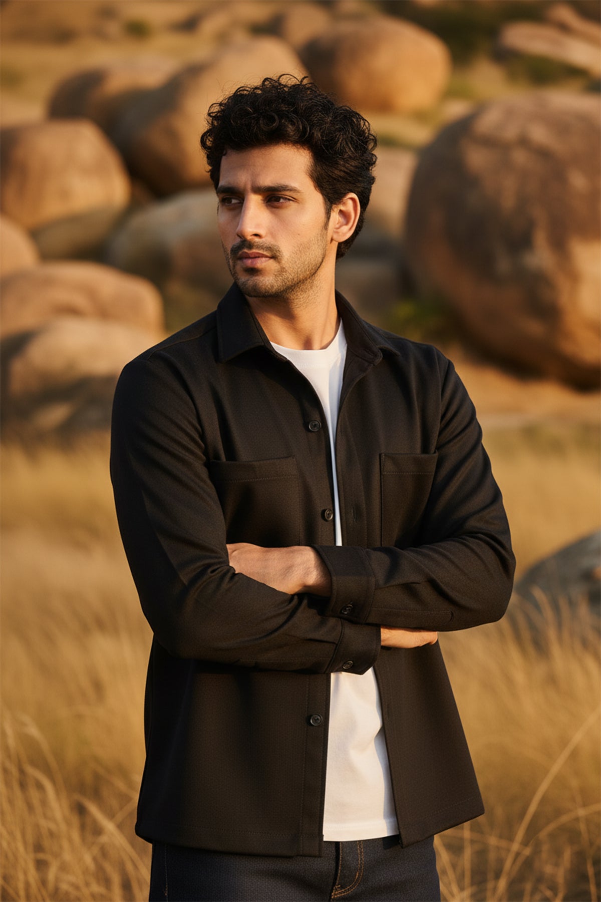 Knit Charcoal Black Overshirt