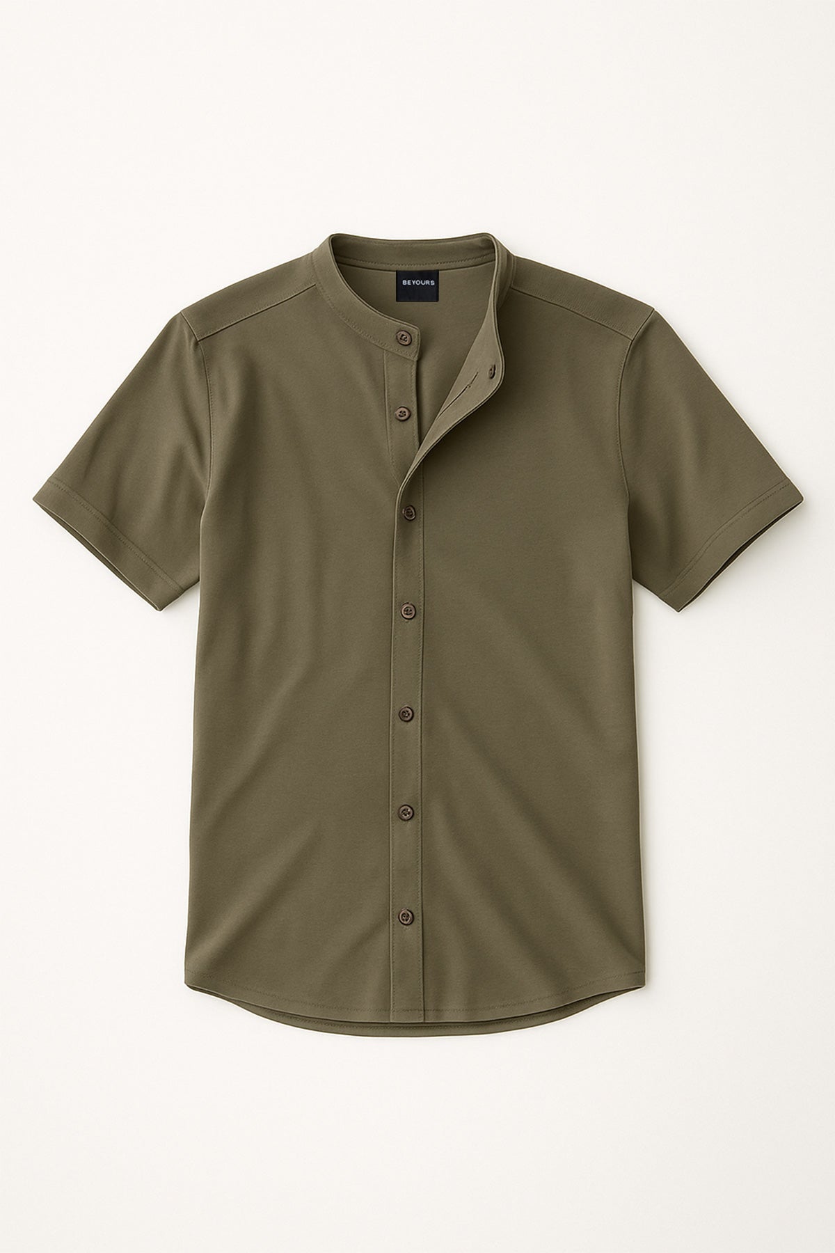 Buy Half Sleeve Pure Olive Green Knit shirt Beyours