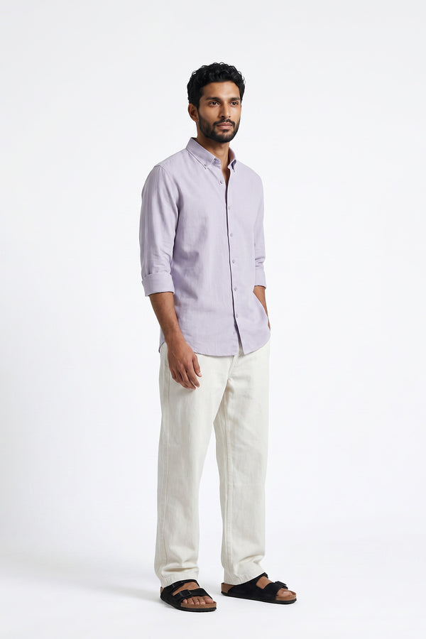Lilac Mist Linen Shirt for men — regular fit