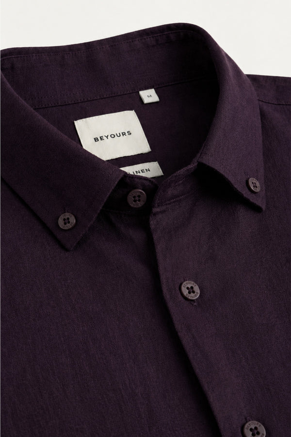 Forest Plum Linen Shirt for men — regular fit