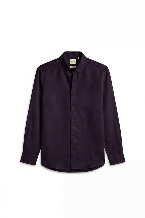 Forest Plum Linen Shirt for men in 100% Belgian Linen (60s)