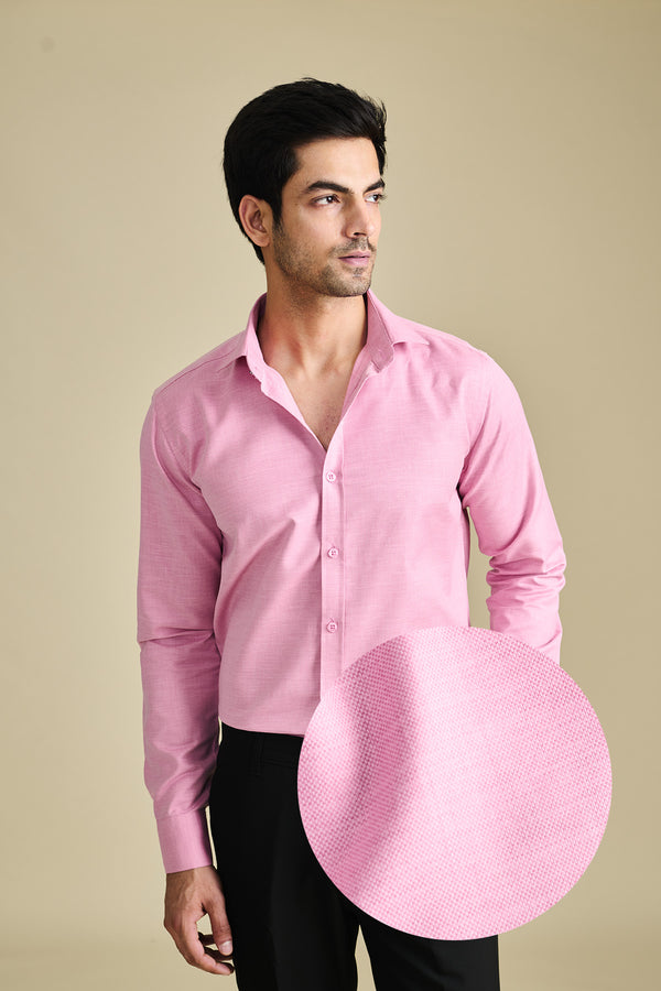 Mellow Mauve Texture Shirt for men — natural sheen and breathable