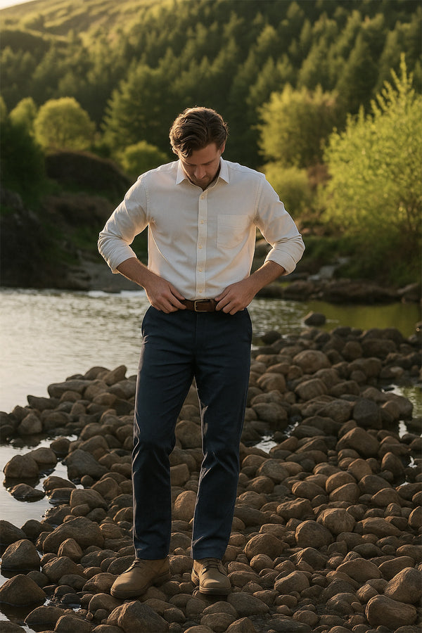 Navy All Rounder Pants for men — stain-repellent