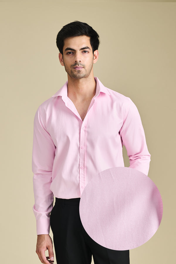 Orchid Pink Texture Shirt for men — natural sheen and breathable
