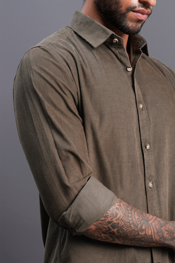Stone Corduroy Shirt for men — regular fit