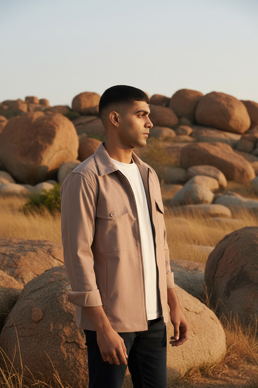 Dusty Mauve Utility Overshirt