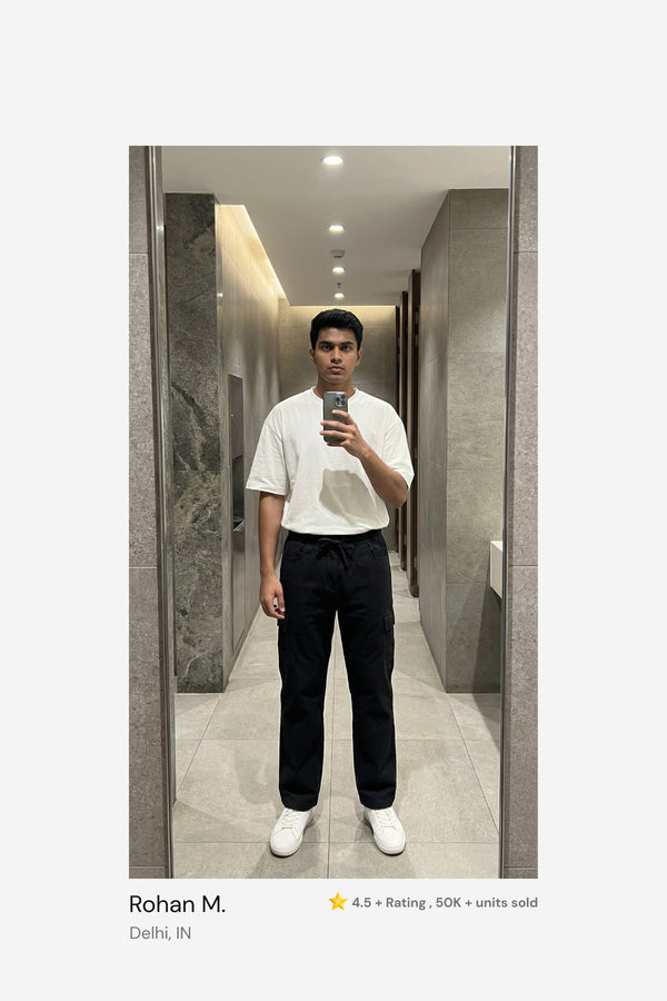 Black Air Cargo Pants for men in 98% premium cotton, 2% elastane