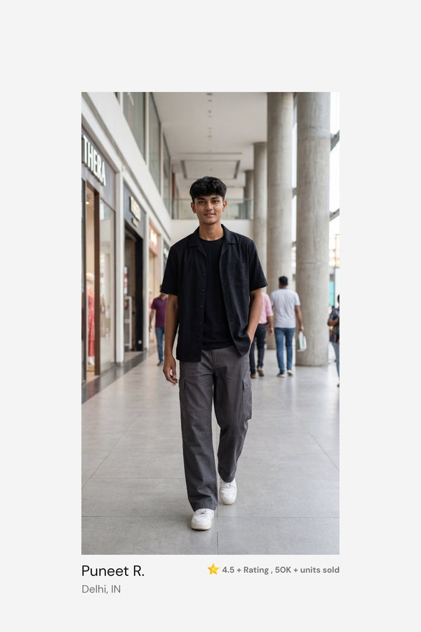 Alloy Grey Air Cargo Pants for men in 98% premium cotton, 2% elastane