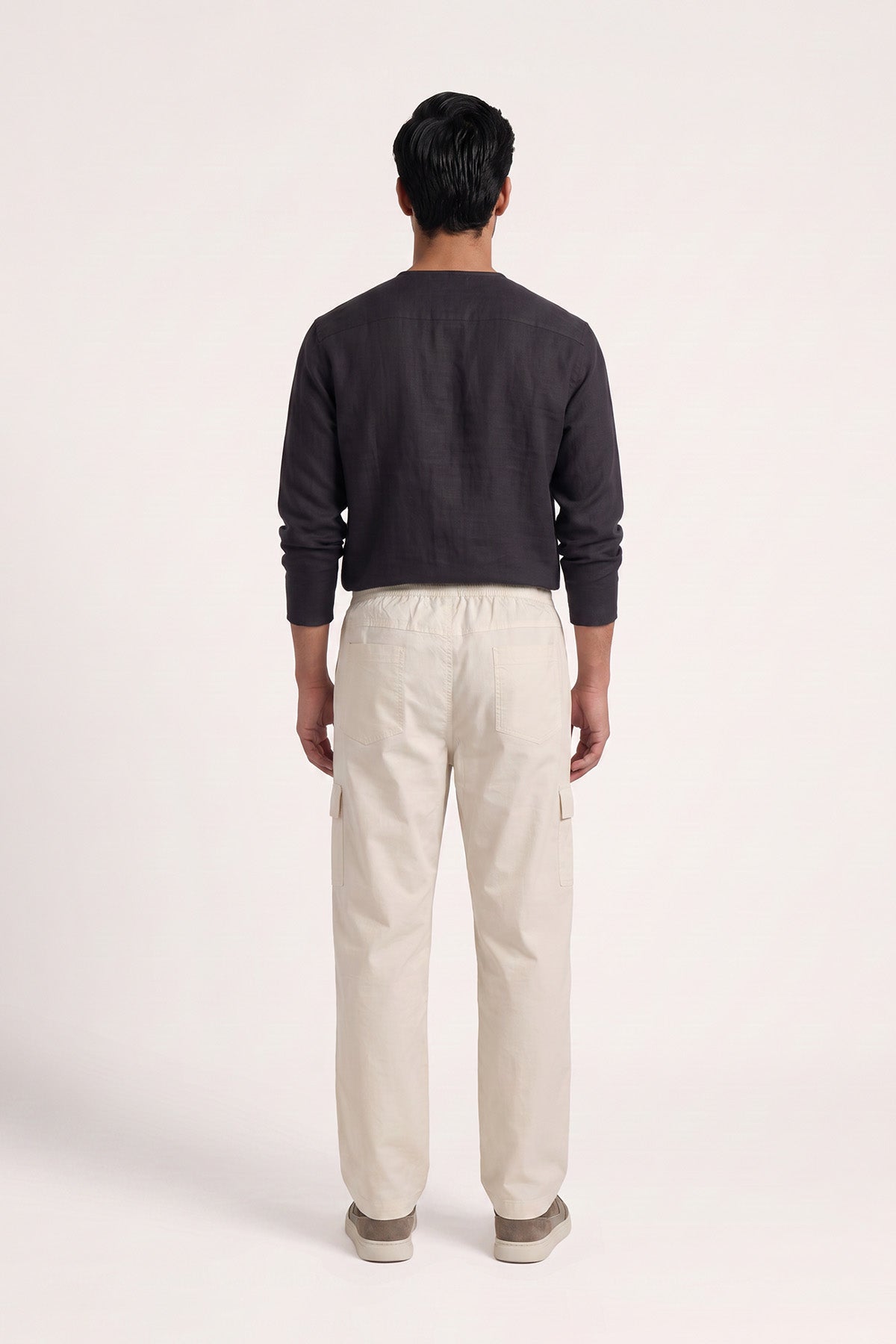 Awesome Beige Straight Fit Air Cargo Pants for men — back view
