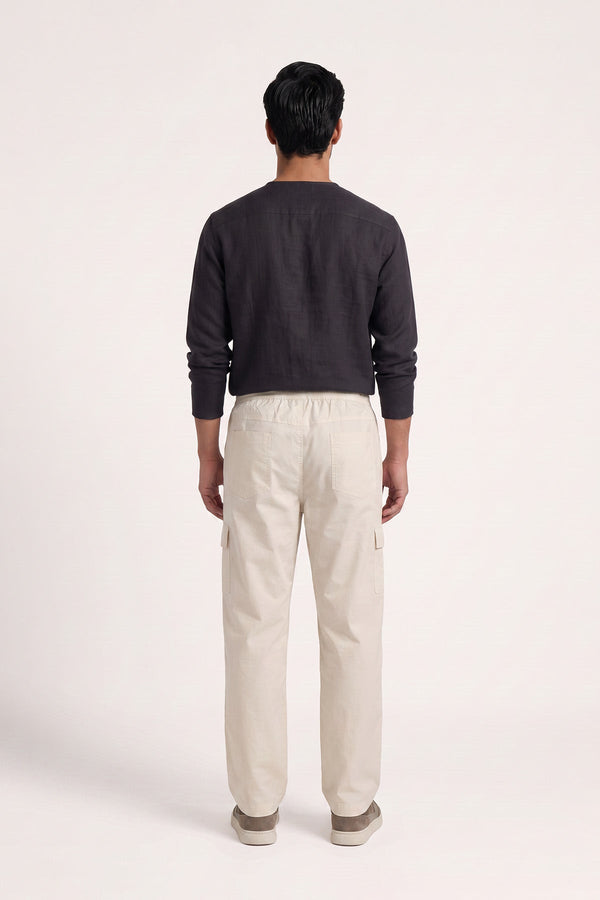 Awesome Beige Straight Fit Air Cargo Pants for men — back view