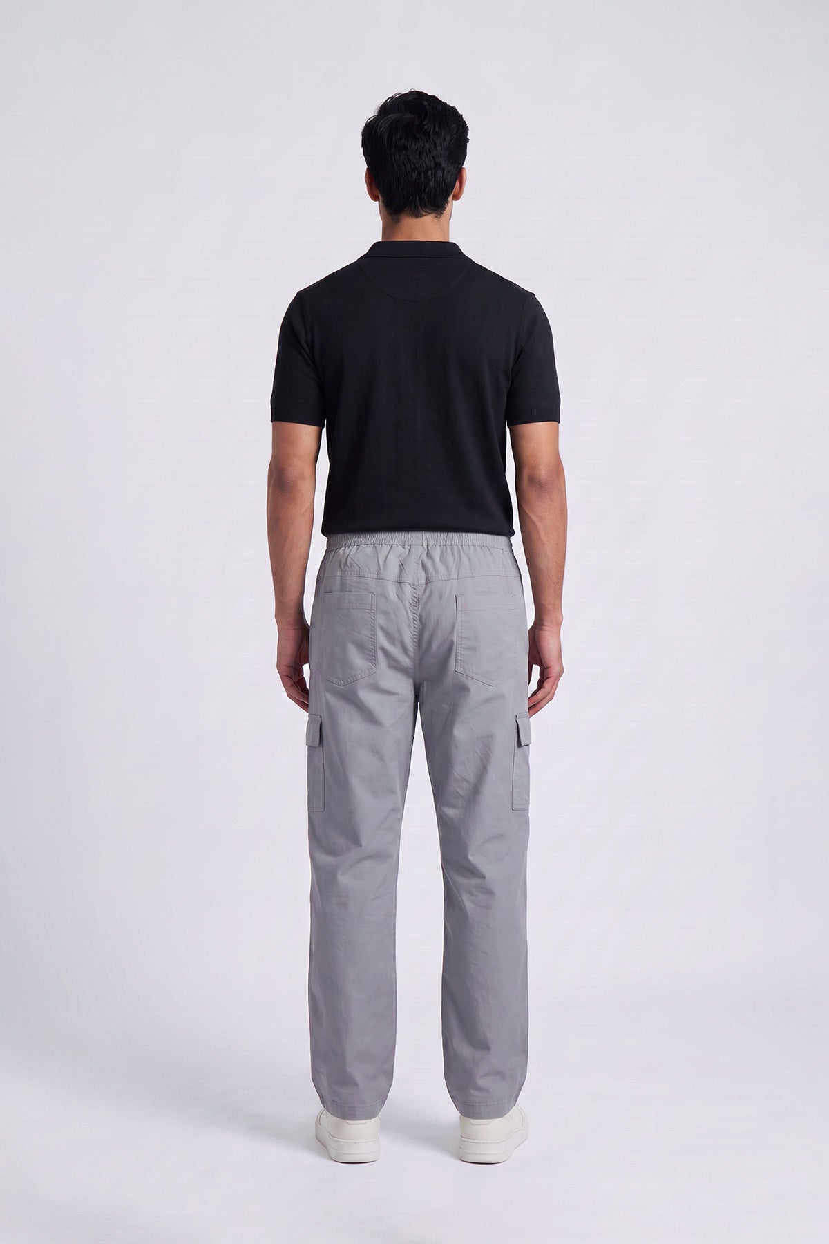 Mild Grey Straight Fit Air Cargo Pants for men — back view